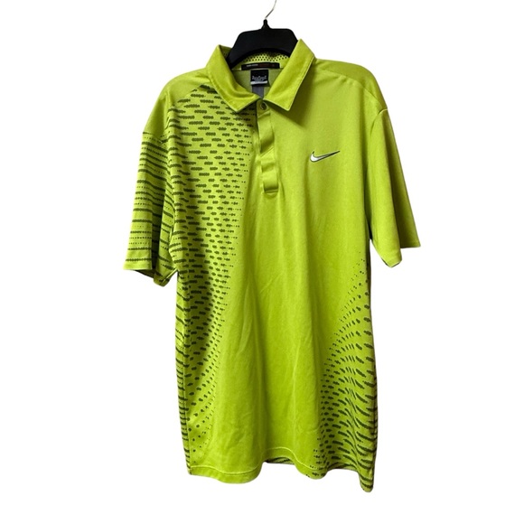 Tiger Woods Nike Golf Dri-Fit Mens Lime Green Polo Shirt Size Medium READ - Picture 1 of 13